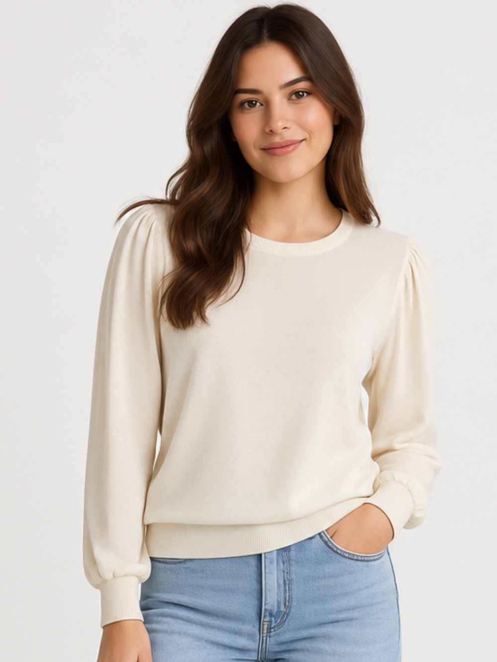 NWT Cream Long Sleeve French Terry knit Fabric eyelet detail sleeves Torrid 0
